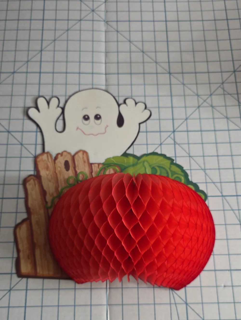 Halloween Orange Honeycomb Pumpkin & Ghost Party Decoration - Vintage Standup